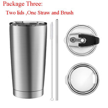 Load image into Gallery viewer, Coffee Cups  Stainless Steel Tumbler Insulated 20OZ Large Capacity Travel Water Bottle Beer Coffee Mugs Drinkware with Two Lid
