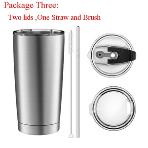 Coffee Cups  Stainless Steel Tumbler Insulated 20OZ Large Capacity Travel Water Bottle Beer Coffee Mugs Drinkware with Two Lid