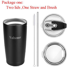 Load image into Gallery viewer, Coffee Cups  Stainless Steel Tumbler Insulated 20OZ Large Capacity Travel Water Bottle Beer Coffee Mugs Drinkware with Two Lid
