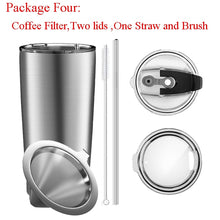Load image into Gallery viewer, Coffee Cups  Stainless Steel Tumbler Insulated 20OZ Large Capacity Travel Water Bottle Beer Coffee Mugs Drinkware with Two Lid
